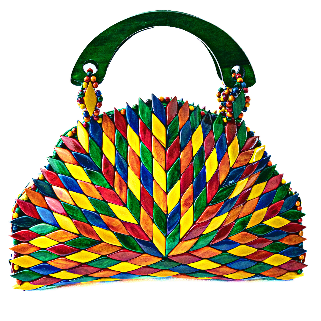 Ibiza Handbag - Multicolor / Green Handle