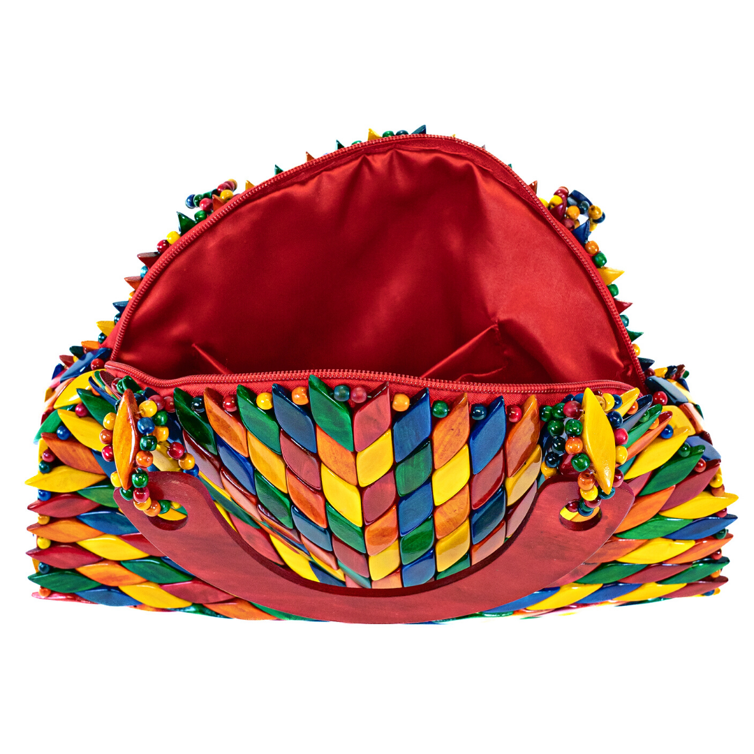 Ibiza Handbag - Multicolor / Red Handle