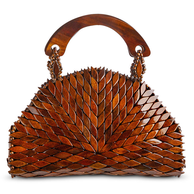 Top Wood Handle Handbag, Ibiza - Dark Walnut